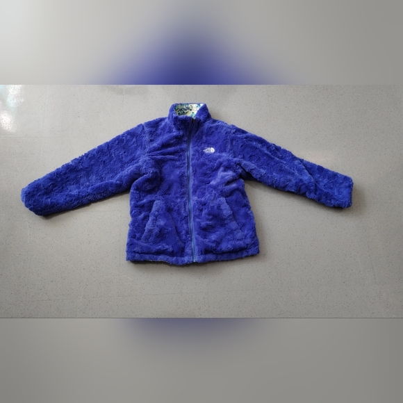 The North Face Reversible Jacket Multicolor Floral/Cobalt Blue Fleece Girls - Picture 5 of 16